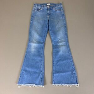 Mother The Weekender Fray Jeans Womens Size 25 Flare Leg Denim Distressed Hem